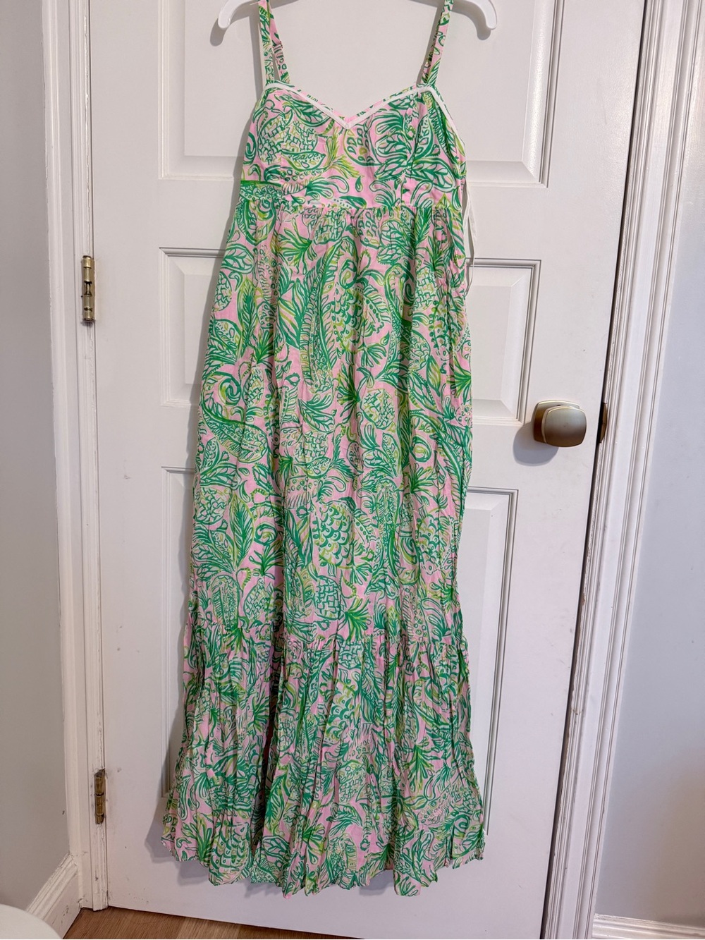 Lilly Pulitzer Pink and Green Floral Maxi Sundress